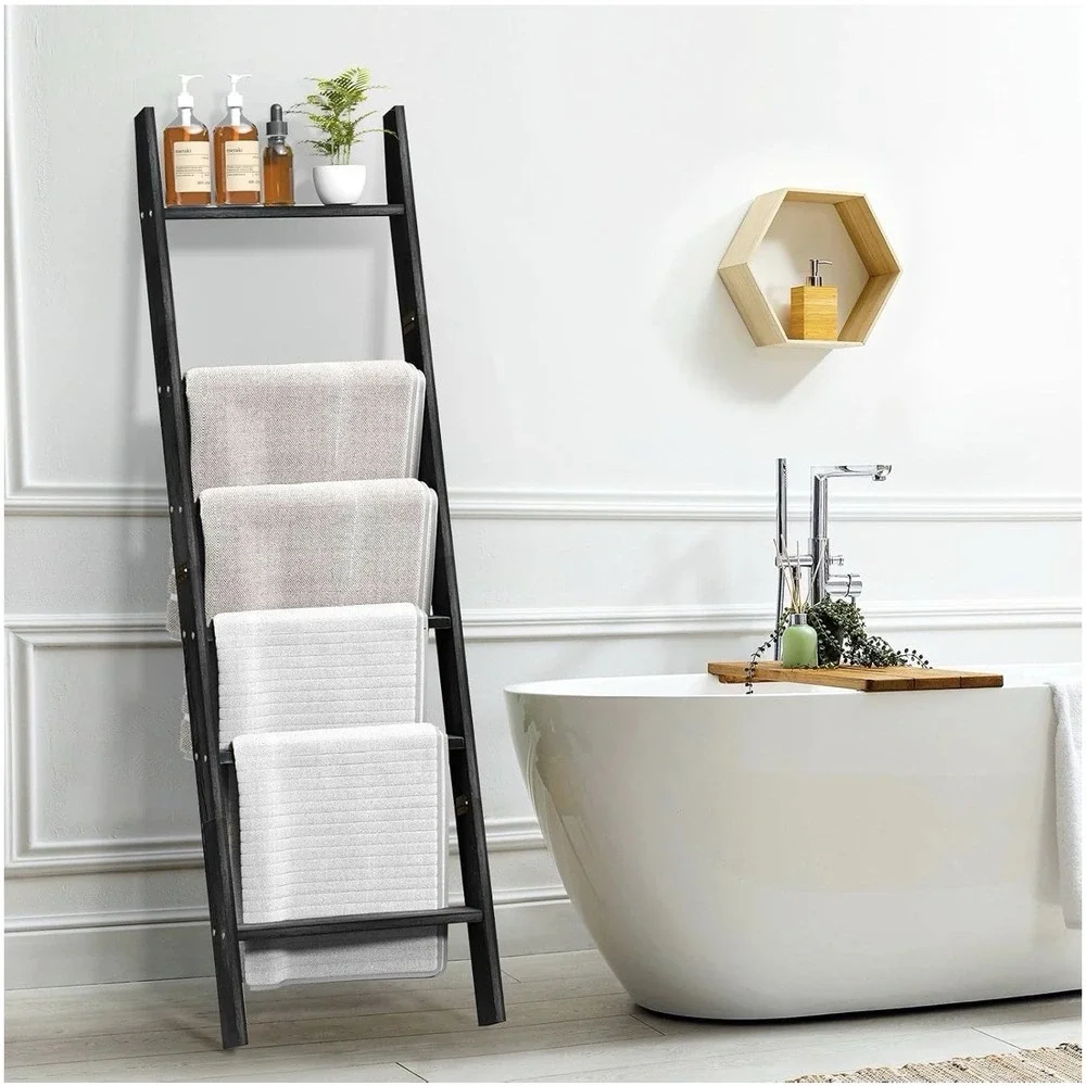 Blanket Ladders For The Living Room 6 Tier Blanket Holder Wall Leaning Blanket